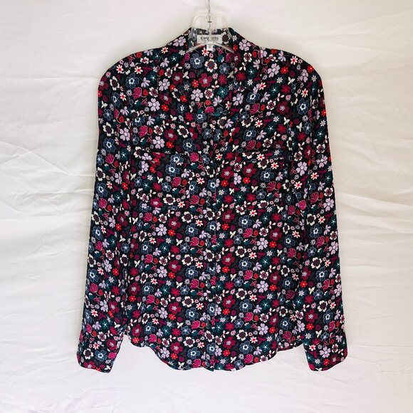 Express Portofino Floral Button Front Blouse Top Women's Size XS - Picture 1 of 5